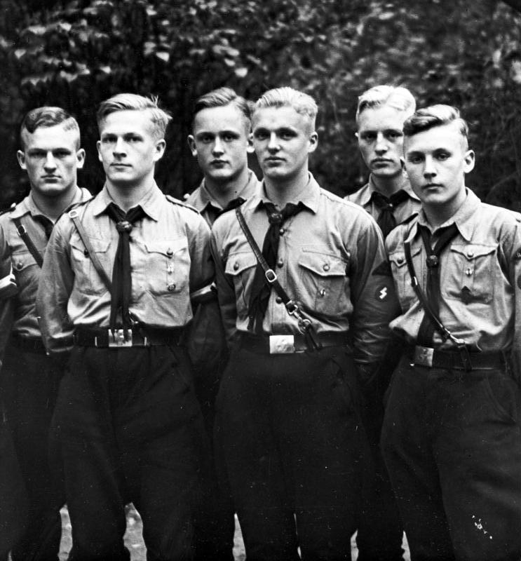 A group of Hitler Youth (Hitlerjugend) boys in uniform